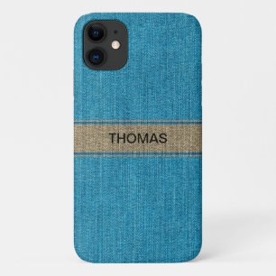 Capa Para iPhone 11 Personalizar o nome do Tecido dos Jeans de Denim D