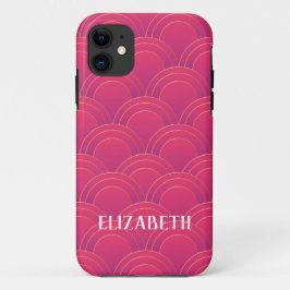 Capa Para iPhone 11 Personalizar o nome rosa Dourado da Art Deco