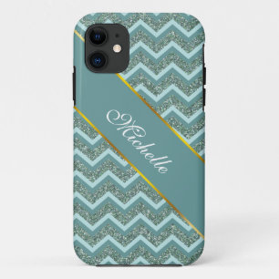 Capa Para iPhone 11 Personalize este ziguezague do brilho da cerceta