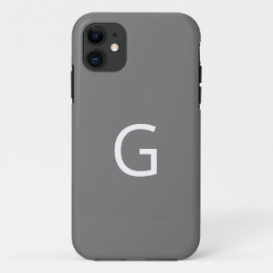 Capa Para iPhone 11 Personalize seu monograma, branco em Cinzas