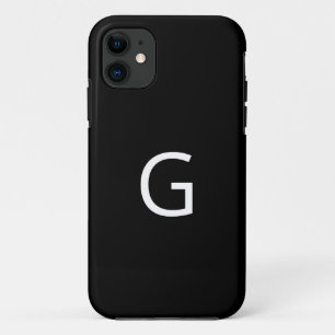 Capa Para iPhone 11 Personalize seu monograma, branco em preto