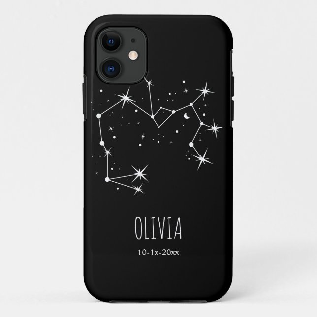 Capa Para iPhone 11 Personalized Minimalist Constellation Zodiac Phone (Verso)