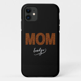 Capa Para iPhone 11 Personalized name mom elegant brown glitter