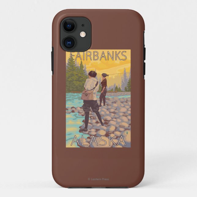 Capa Para iPhone 11 Pesca com mosca das mulheres - Fairbanks, Alaska (Verso)
