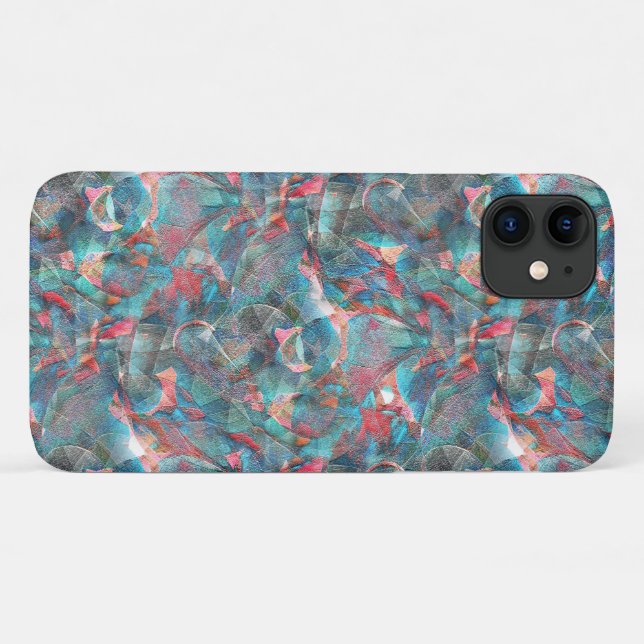 Capa Para iPhone 11 Pêssego avermelhado e manchas cianas na parede ásp (Verso (horizontal))