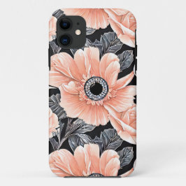 Capa Para iPhone 11 Pêssego Botânico Padrão Floral