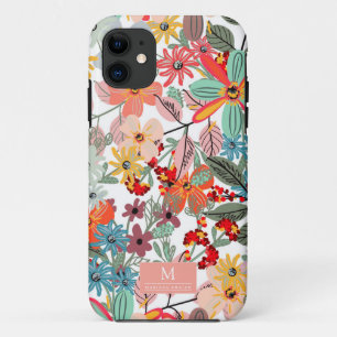 Capa Para iPhone 11 Pessegueira Verde Romântica Floral Suave Rosa Clás