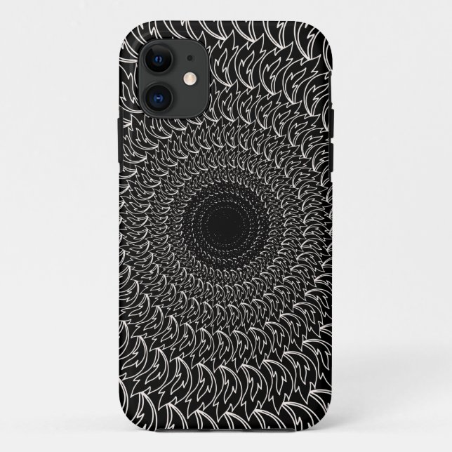 Capa Para iPhone 11 pétalas de ondas concêntricas geométricas repetida (Verso)