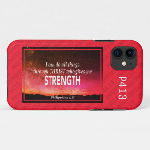 Capa Para iPhone 11 Philippians 4:13   EU POSSO FAZER TUDO Bíblia Verm