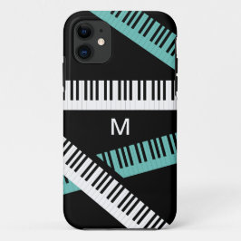 Capa Para iPhone 11 Piano Chaves Musicais Monograma Moderno
