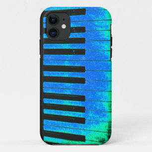 Capa Para iPhone 11 Piano Keys Black and Blue Beautiful and ARTISTIC