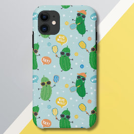 Capa Para iPhone 11 Picles Cute tocando Pickleball em azul claro