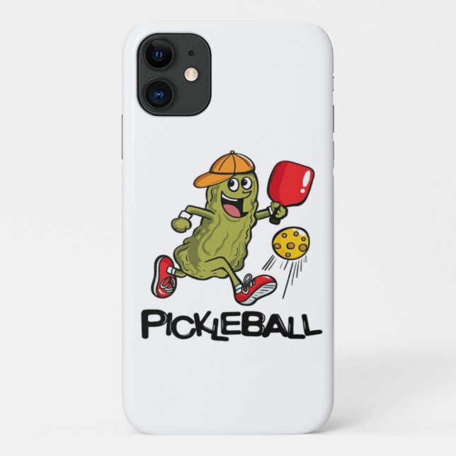 Capa Para iPhone 11 Picles Engraçados Jogando Pickleball  (Verso)