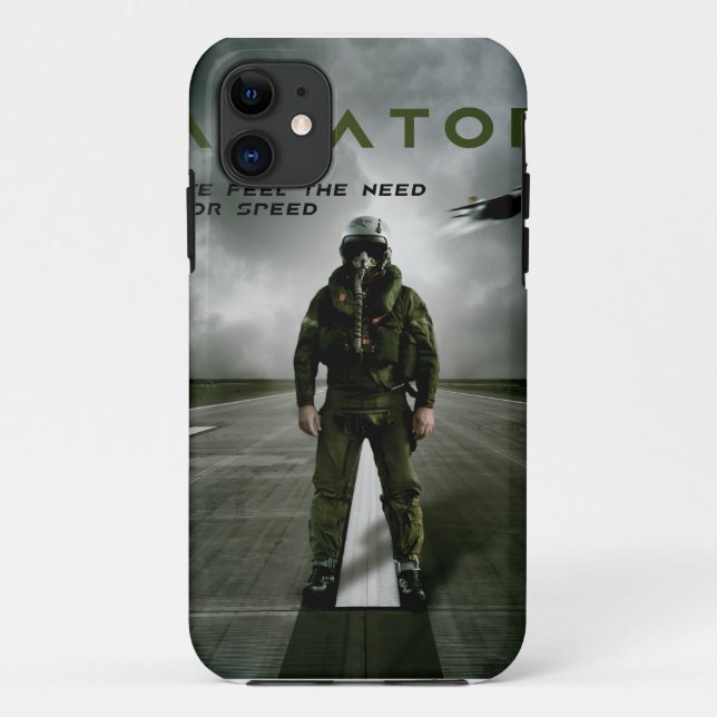 Capa Para iPhone 11 Piloto de caça do aviador (Verso)
