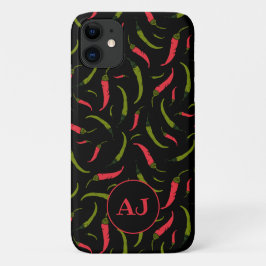 Capa Para iPhone 11 Pimentos Chili Padrão em Preto