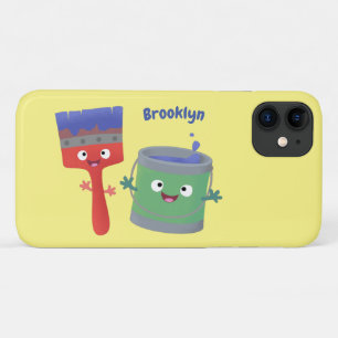 Capa Para iPhone 11 Pincel e personagens de desenho animado fofos