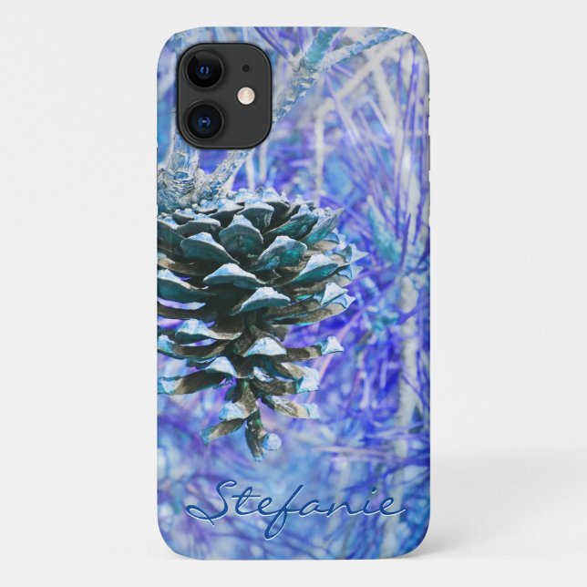 Capa Para iPhone 11 Pine Cone (azul) (Verso)