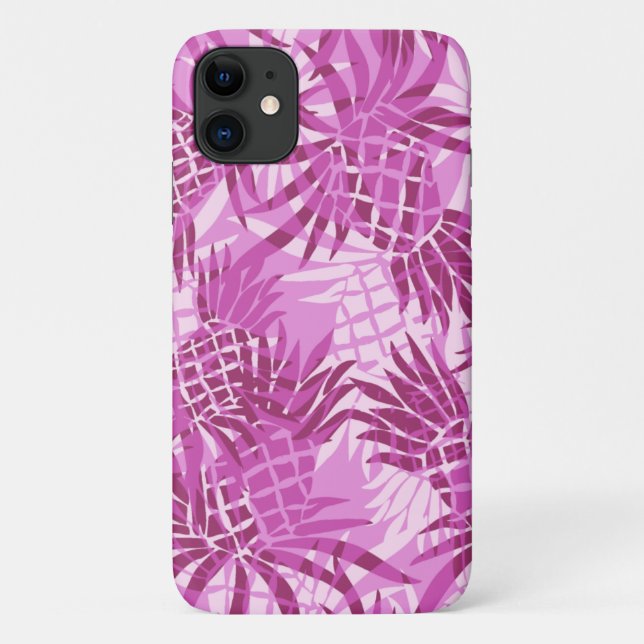 Capa Para iPhone 11 Pineapple Camo Hawaiian Tropical - Rosa (Verso)