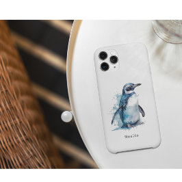 Capa Para iPhone 11 Pinguim Aquarela Ártico Azure, personalizado