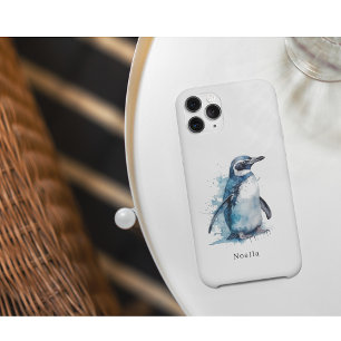 Capa Para iPhone 11 Pinguim Aquarela Azul Ártico, personalizado