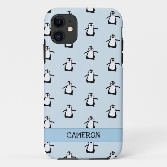 Capa Para iPhone 11 Pinguim-branco-branco-preto personalizado (Verso)