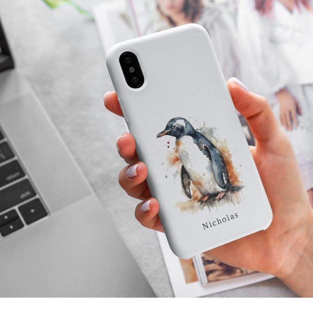 Capa Para iPhone 11 Pinguim de Cores Aquáticas, personalizado (Criador carregado)