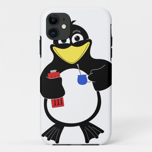Capa Para iPhone 11 Pinguim de desenho animado (Verso)