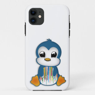 Capa Para iPhone 11 Pinguim-laranja azul-acinzentado