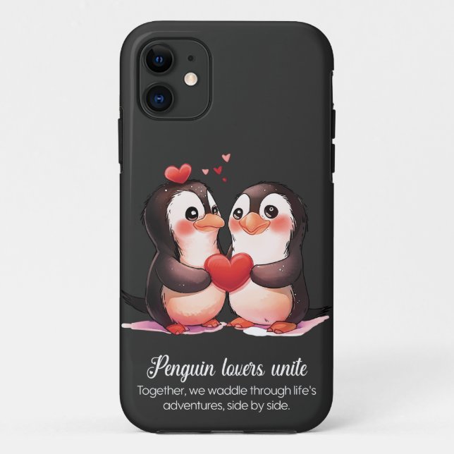 Capa Para iPhone 11 Pinguins - Dia de os namorados especial (Verso)