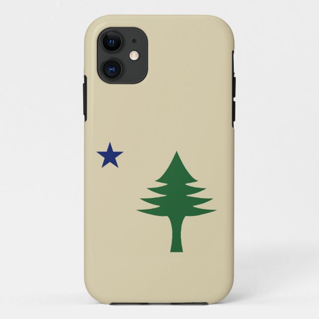 Capa Para iPhone 11 Pinheiro e estrelado de 1901 do Estado do Maine (Verso)