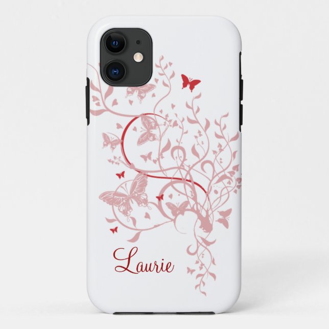 Capa Para iPhone 11 Pink Butterfly Personalized iPhone 5 Case (Verso)