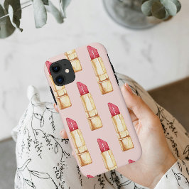 Capa Para iPhone 11 Pink e Lipstick vermelho modernos de Pastel