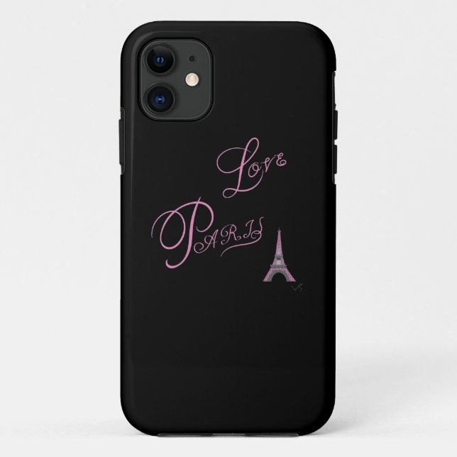 Capa Para iPhone 11 Pink-Love-Paris-Eiffel-Tower-Unique (Verso)