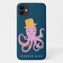 Pink Octopus Quirky Dancing Animal Personalizado