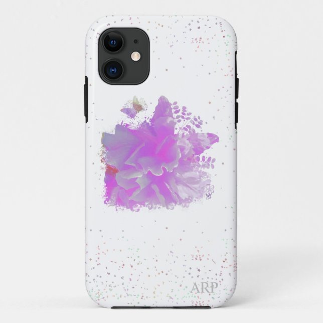 Capa Para iPhone 11 *~* Pink Peony Painting Art Butterfly AR3 (Verso)
