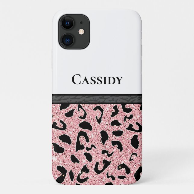 Capa Para iPhone 11 Pink Personalizado e Impressão em Animais Pretos (Verso)