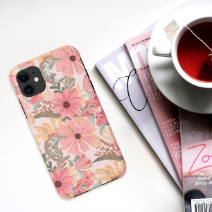 Capa Para iPhone 11 Pink Sage Green Floral deixa padrão de aquarela