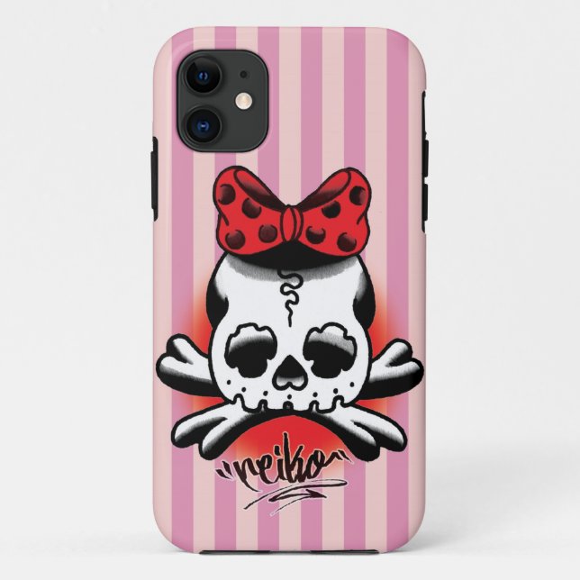 Capa Para iPhone 11 Pink Stripe Dokuro-Chan (Verso)