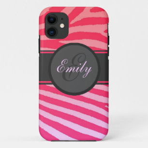 Capa Para iPhone 11 Pinks zebra brilhante stripes personalizado iphone