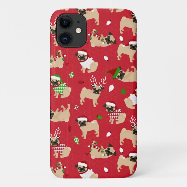Capa Para iPhone 11 Pinos de Natal Vermelho (Verso)