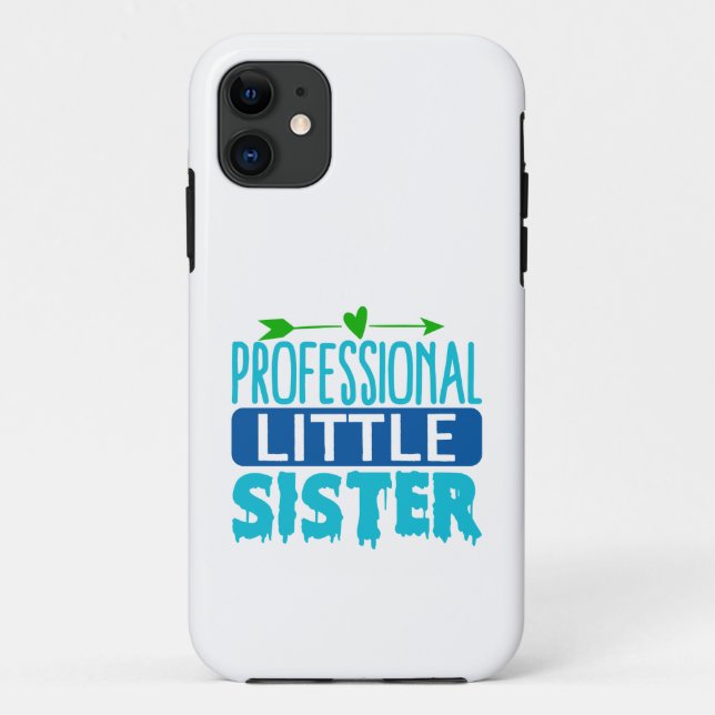 Capa Para iPhone 11 Pinto Azul de Irmã Pequena Profissional (Verso)