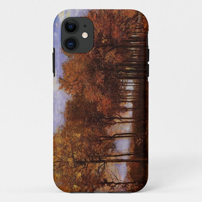 Capa Para iPhone 11 Pintura a óleo de vinheta - Paisagem do outono (Verso)