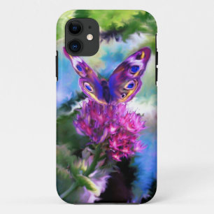 Capa Para iPhone 11 Pintura abstrata colorida da borboleta
