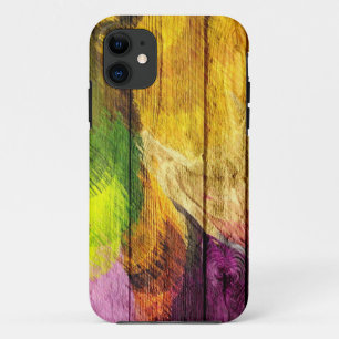 Capa Para iPhone 11 Pintura acrílica da arte de madeira