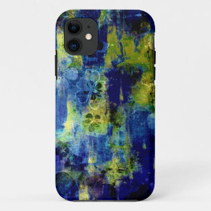 Capa Para iPhone 11 Pintura de abstrato floral azul e amarelo