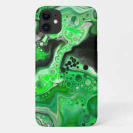 Capa Para iPhone 11 Pintura de Arte Digital Verde e Negra