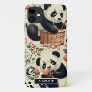 Capa Para iPhone 11 Pintura de Panda Bonita e Sem Costura