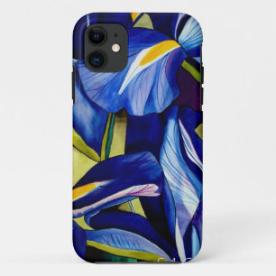 Capa Para iPhone 11 Pintura original da arte da aguarela da flor azul