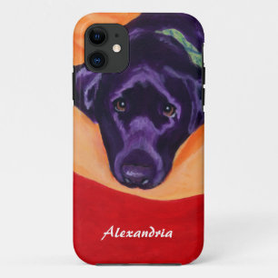 Capa Para iPhone 11 Pintura preta personalizada de Labrador