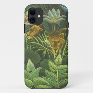 Capa Para iPhone 11 Pintura Tropical do Leão da Selva Rousseau